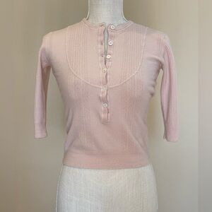 Nina Ricci Paris Vintage 90s Soft Virgin Wool Powder Pink Sweater Made in Italy